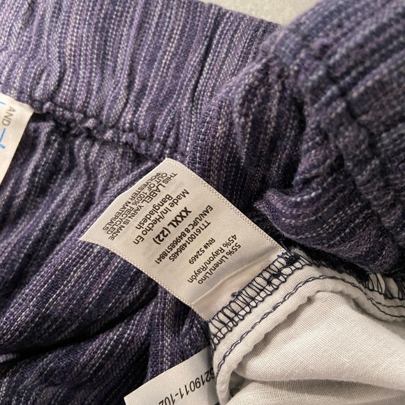 NWT Time & Tru Size XXXL Blue Linen Blend Pull On Drawstring Shorts Pockets - Picture 13 of 16